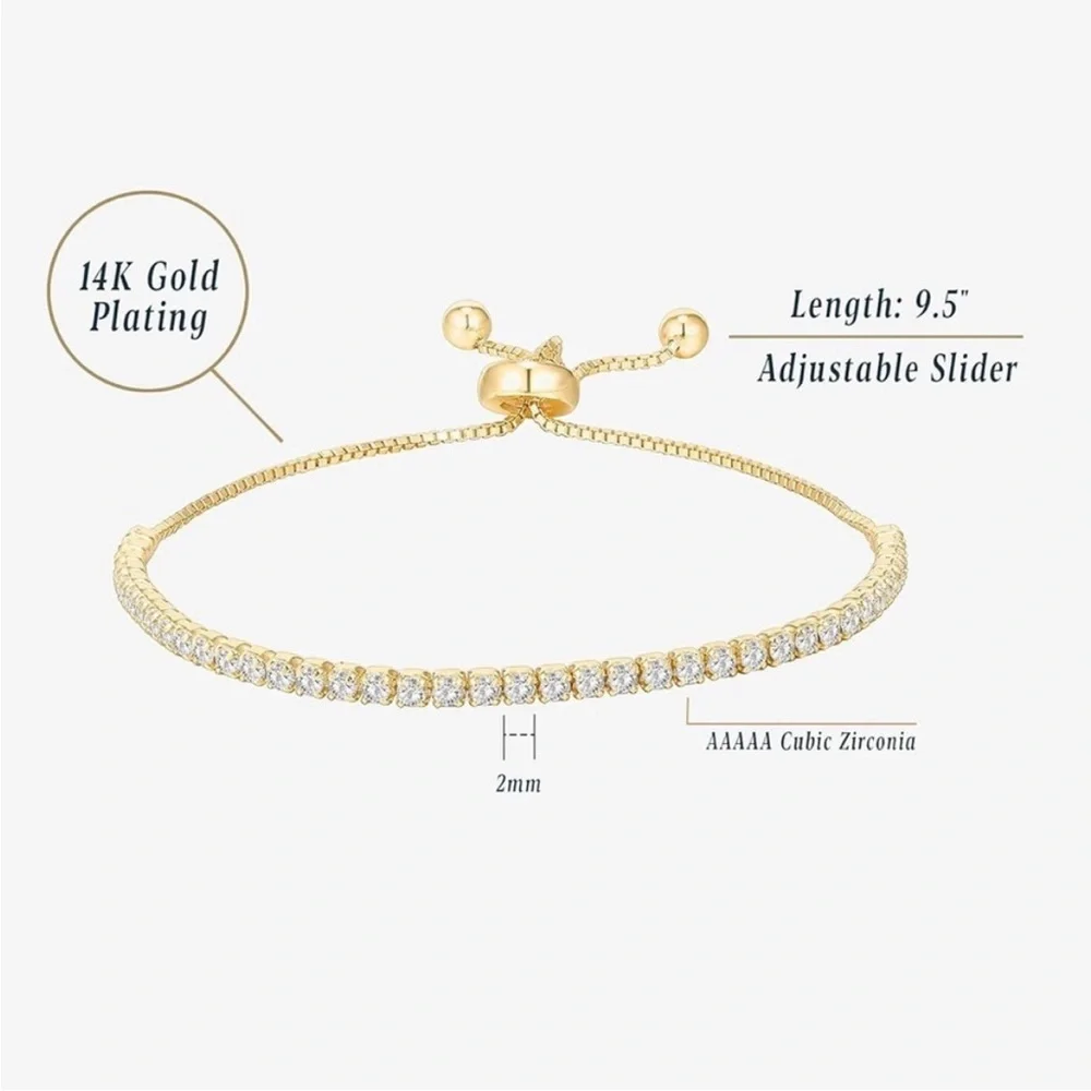 Anthropologie Gold Bracelet with Clear Crystal Details - Picture 6 of 6